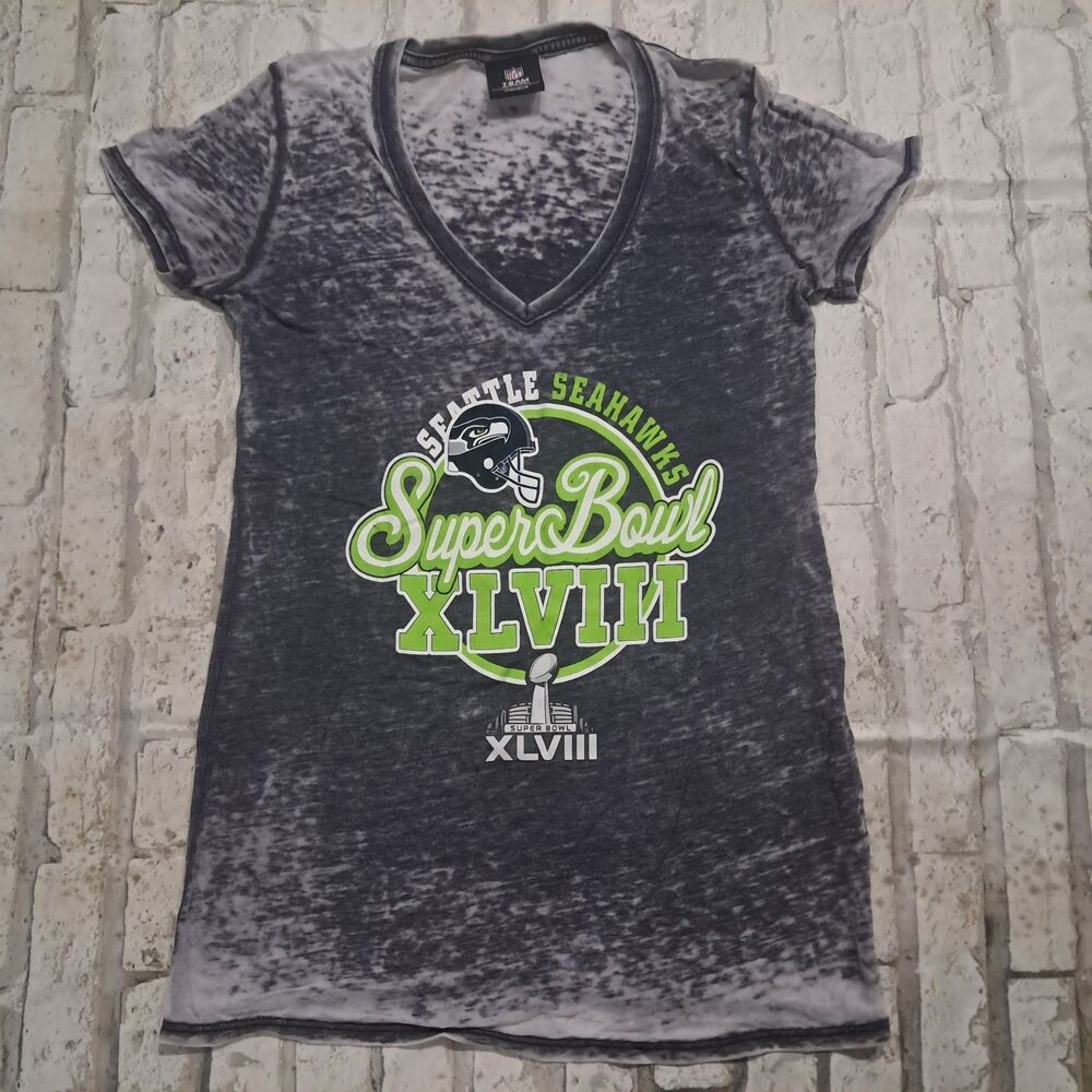 NFL Team Apparel Women's Size Medium Top Seattle Seahawks 48th Superbowl Sheer